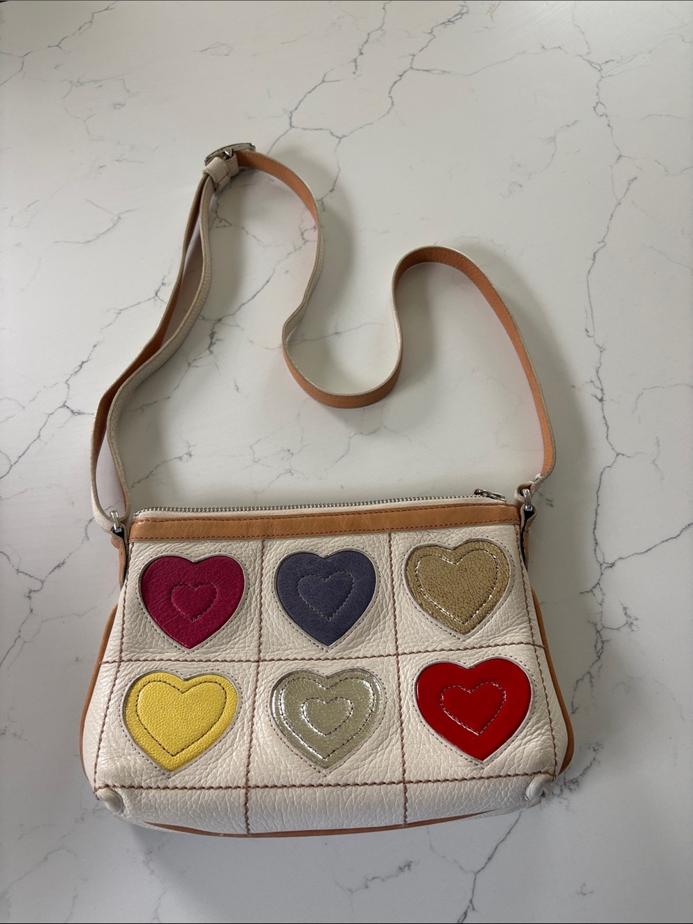 Brighton Heart Patch Crossbody Bag - Cream